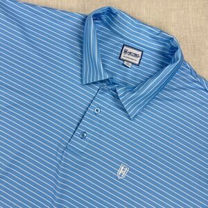 Heybo Outdoors Polo Shirt Mens XXL Blue Striped Performance Short Sleeve Golf